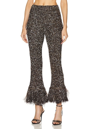 Valentino Embroidered Blend Feather Pant in Ebano - Brown. Size S (also in ).