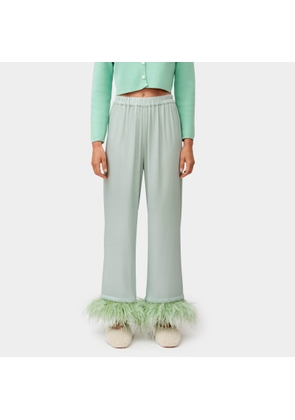 Sleeper Party Pyjamas Feather-Trimmed Crepe Trousers - XS