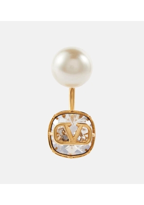 Valentino VLogo faux pearl and crystal single earring
