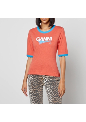 Ganni Logo-Print Organic Cotton T-Shirt - XS