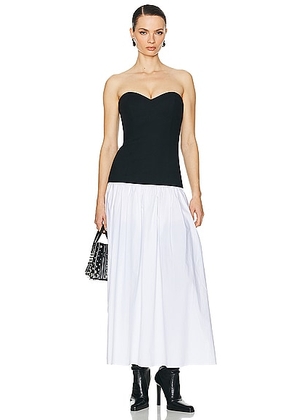 Helsa Faille Colorblock Midi Dress in Black & White - Black,White. Size M (also in S, XS).