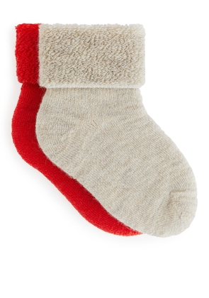 Wool Terry Baby Socks, 2 Pairs - Orange