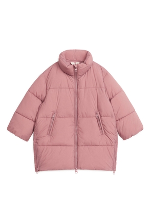 Mid-Length Puffer Coat - Pink