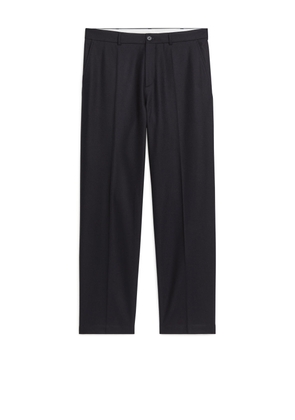 Straight-Fit Wool Trousers - Blue