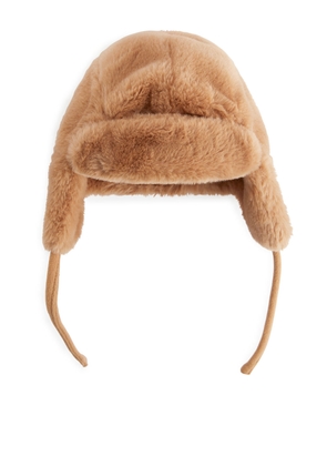Faux Fur Trapper Hat - Beige