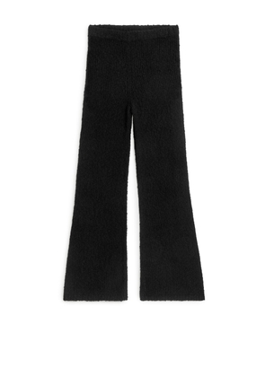Knitted Bouclé Trousers - Black
