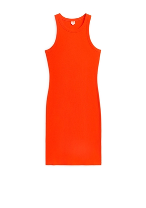 Ribbed Tank Dress - Orange
