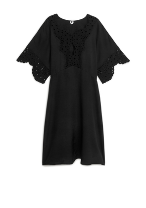 Embroidered Midi Dress - Black