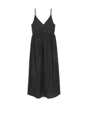 Printed Strap Dress - Black