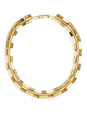Chunky Gold-Plated Chain Necklace - Brown