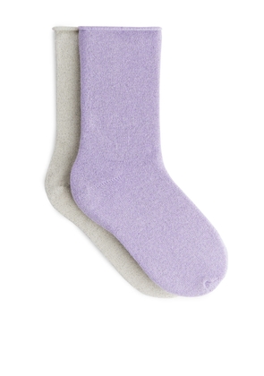 Glittery Socks, 2 Pairs - Purple