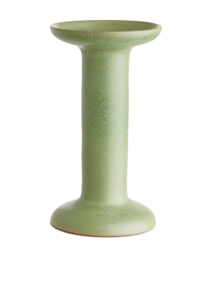 Terracotta Candle Holder 15 cm - Green