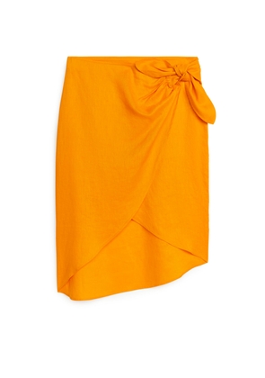 Wrap Linen Skirt - Orange