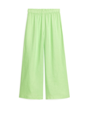 Wide Linen Trousers - Green