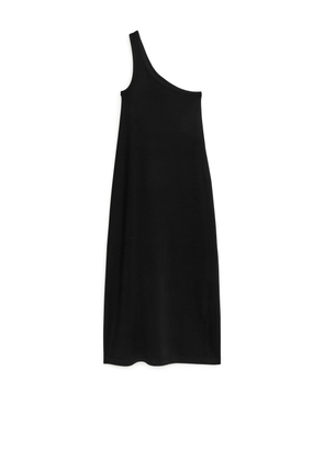 One Shoulder Jersey Dress - Black