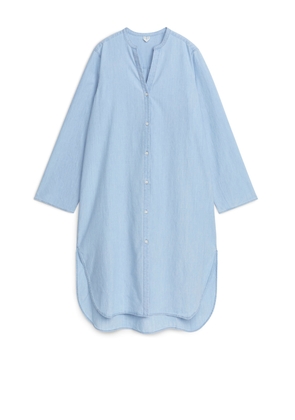 Light Denim Shirt Dress - Blue