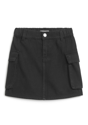 Woven Utility Mini Skirt - Black