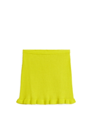 Knitted Frill Skirt - Yellow