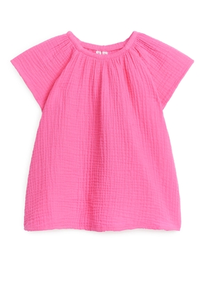 Short Cheesecloth Dress - Pink