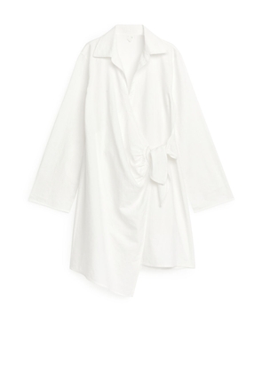 Cotton Neps Wrap Dress - White