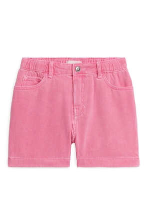 Washed Denim Bermuda Shorts - Pink