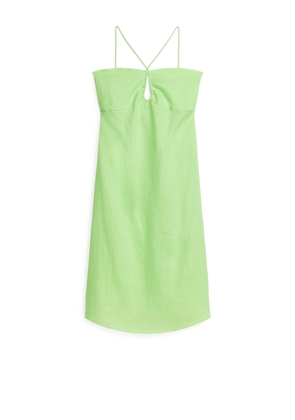 Linen Strap Dress - Green