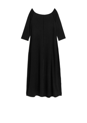 Off Shoulder Jersey Dress - Black