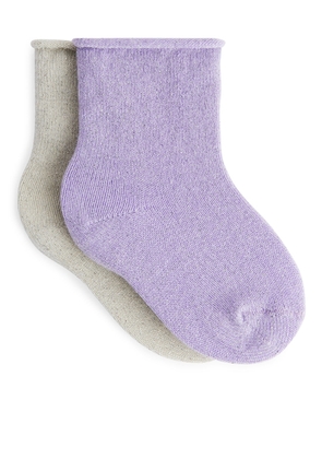Glittery Baby Socks, 2 Pairs - Purple