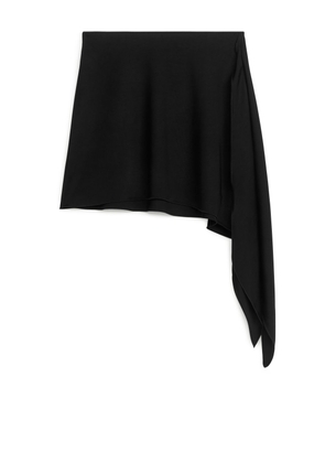 Asymmetric Jersey Mini Skirt - Black