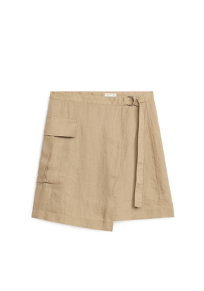 Utility Linen Skirt - Beige