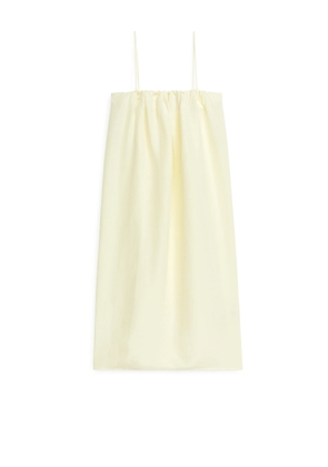 Linen Blend Tube Dress - Yellow