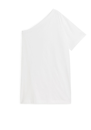 One Shoulder T-Shirt Dress - White