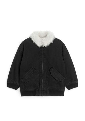 Wool Collar Jacket - Black