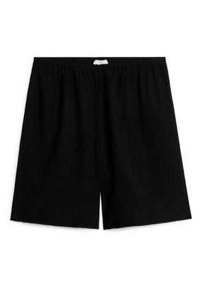 Loose Fit Crinkled Shorts - Black