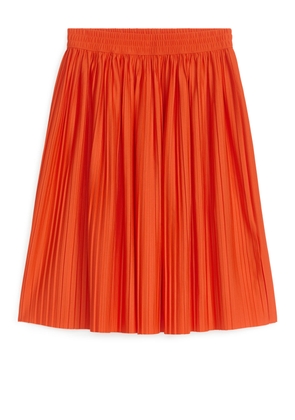 Pleated Midi Skirt - Orange