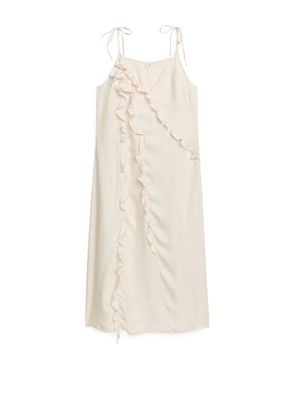 Frill Midi Strap Dress - White