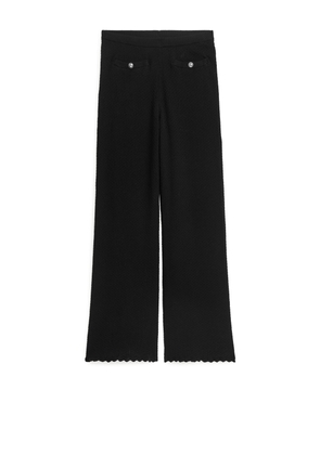 Knitted Cotton Trousers - Black