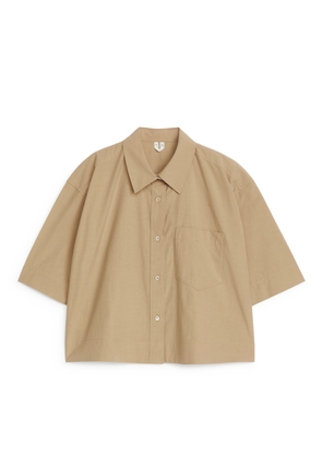 Short-Sleeve Cotton Shirt - Beige
