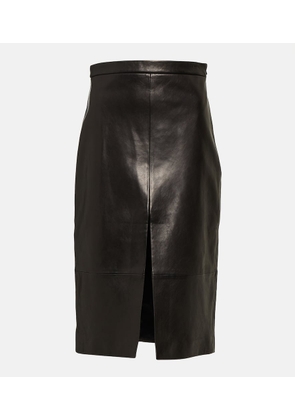 Khaite Fraser leather midi skirt