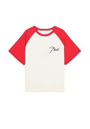 Rhude Raglan Tee in Vintage Red & Vintage White - Red. Size S (also in XL).