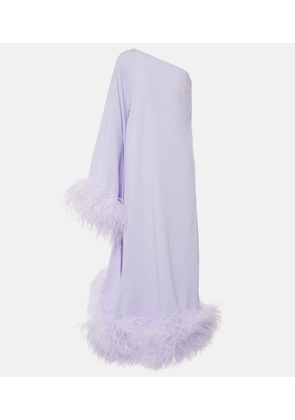 Taller Marmo Balear feather-trimmed one-shoulder crêpe gown