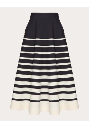 Valentino ROOMVIEW CREPE COUTURE MIDI SKIRT Woman IVORY/NAVY 36