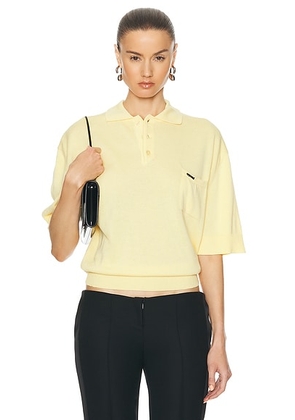 Coperni Knotted Short Sleeved Polo Top in Pale Yellow - Yellow. Size S (also in XS).