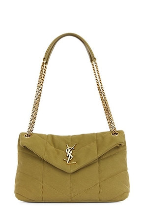 Saint Laurent Small Puffer Chain Bag in Fir Green - Olive. Size all.