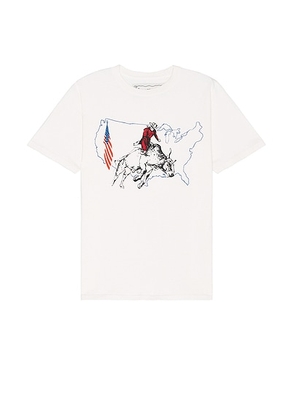 ONE OF THESE DAYS Bullrider Usa Tee in Bone - Cream. Size L (also in M, S, XL/1X).