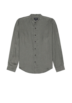 Club Monaco Linen Shirt in Stripe - Dark Gray - Grey. Size L (also in M, S, XL/1X).