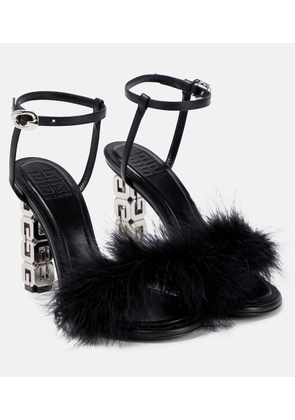 Givenchy G Cube feather-trimmed leather sandals