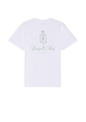 Sporty & Rich Vendome T-shirt in White & Sage - White. Size L (also in M, S, XL/1X).