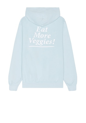 Sporty & Rich Eat More Veggies Hoodie in Baby Blue & White - Baby Blue. Size L (also in M, S).
