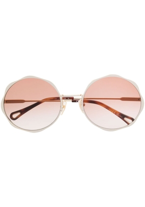Chloé Eyewear logo-engraved round-frame sunglasses - Gold